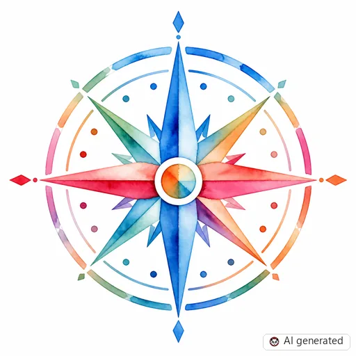 Compass tattoo design in Watercolor style