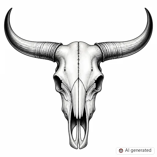 Cow skull tattoo design in Black & Grey style