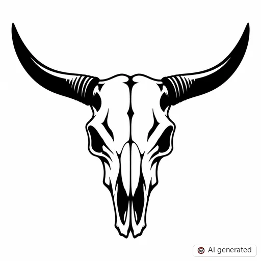 Cow skull tattoo design in Blackwork style