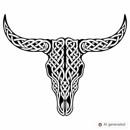 Disegno di tatuaggio Teschio di mucca in stile Celtico