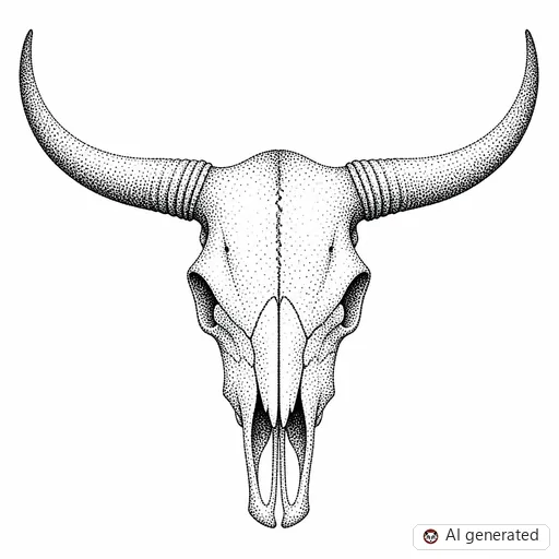 Cow skull tattoo design in Dotwork style