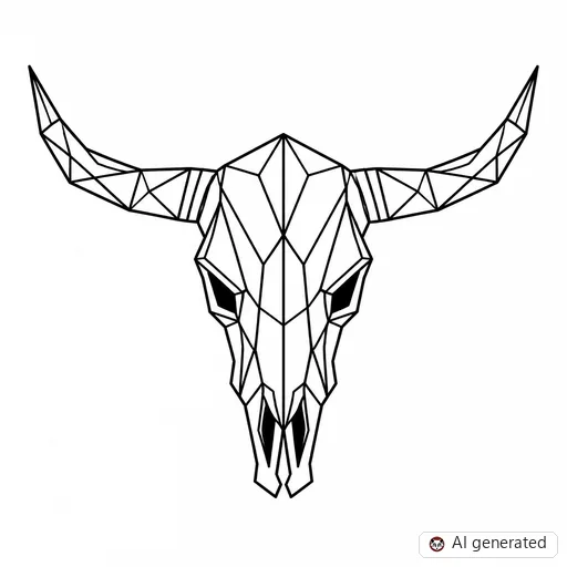 Cow skull tattoo design in Geometric style