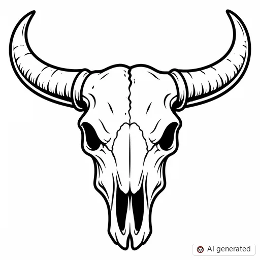 Cow skull tattoo design in New School style