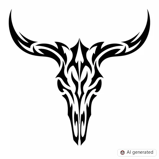 Rinderschädel-Tattoo-Entwurf im Stil Tribal
