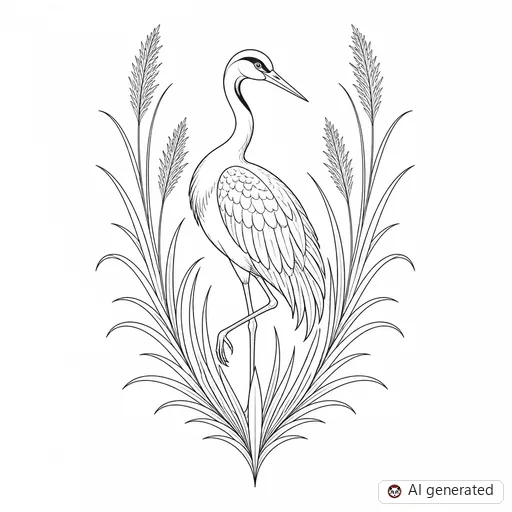 Crane tattoo design in Fine-Line style