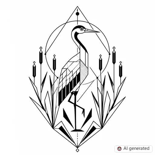 Crane tattoo design in Geometric style
