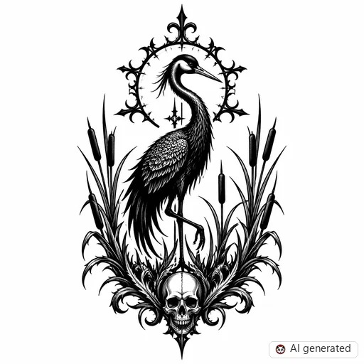 Disegno di tatuaggio Gru in stile Gothic