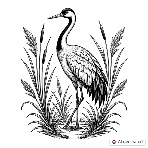 Crane tattoo design in Illustrative style