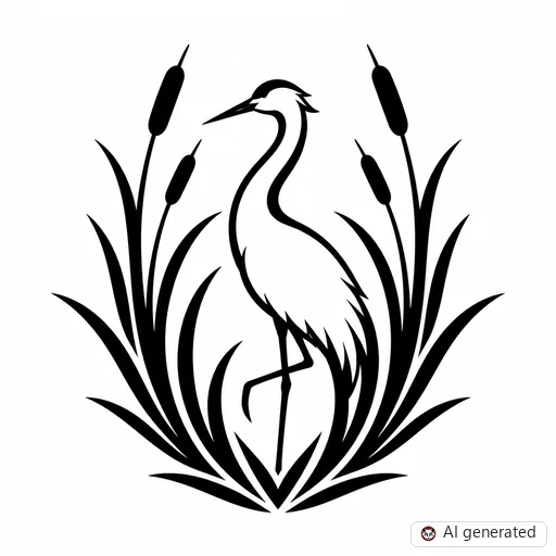 Kranich-Tattoo-Entwurf im Stil Negative Space