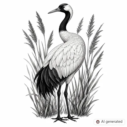 Crane tattoo design in Realism style