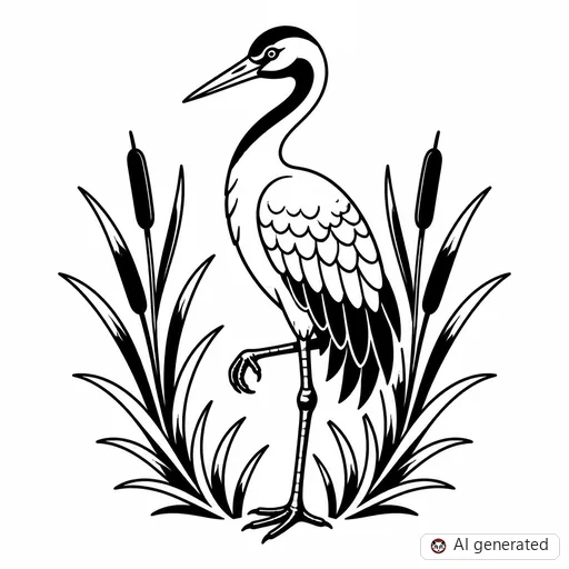 Crane tattoo design in Traditional style