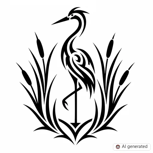 Crane tattoo design in Tribal style