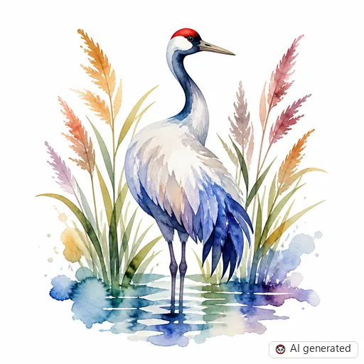 Crane tattoo design in Watercolor style