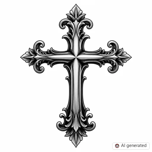 Cross tattoo design in Black & Grey style