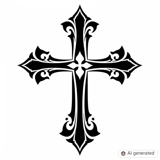 Cross tattoo design in Blackwork style