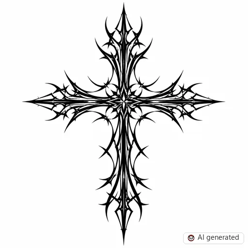 Cross tattoo design in Cybersigilism style