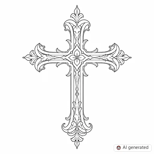 Cross tattoo design in Fine-Line style
