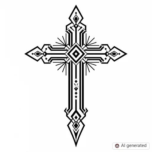 Cross tattoo design in Geometric style
