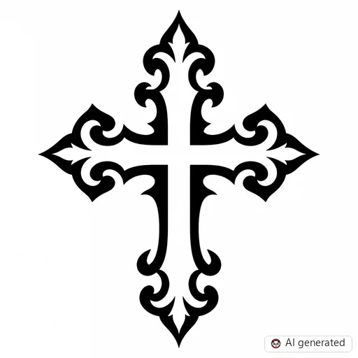 Kreuz-Tattoo-Entwurf im Stil Negative Space