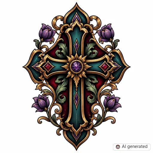 Kreuz-Tattoo-Entwurf im Stil Neo-Traditional