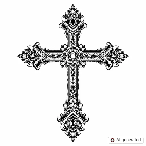 Cross tattoo design in Ornamental style