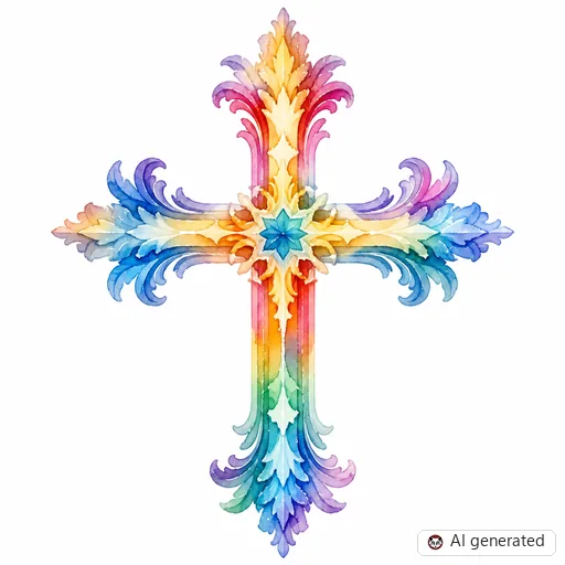 Cross tattoo design in Watercolor style