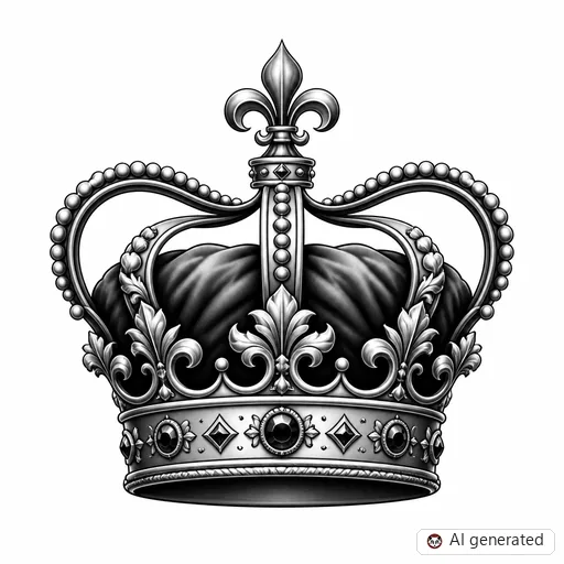 Crown tattoo design in Black & Grey style