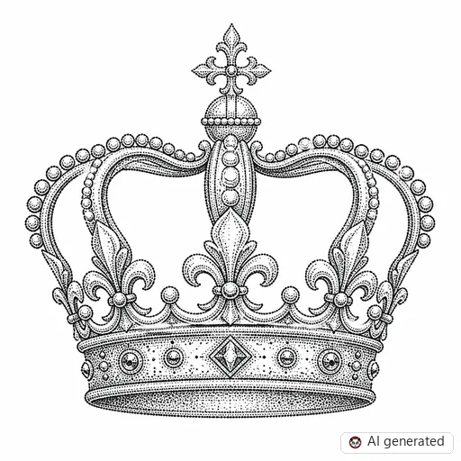 Crown tattoo design in Dotwork style