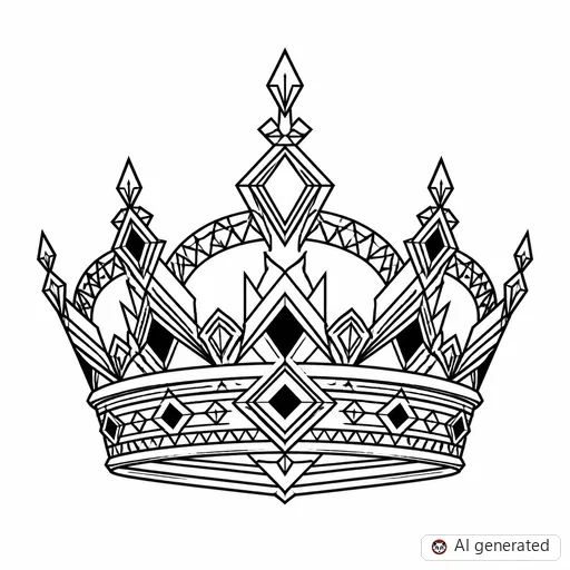 Crown tattoo design in Geometric style