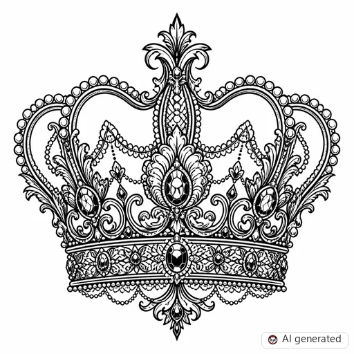 Crown tattoo design in Ornamental style