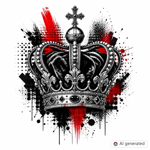Crown tattoo design in Trash Polka style
