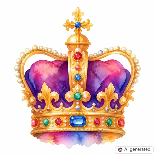 Crown tattoo design in Watercolor style