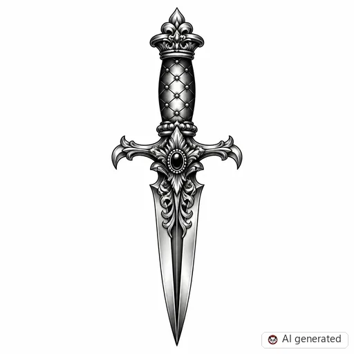 Dagger tattoo design in Black & Grey style