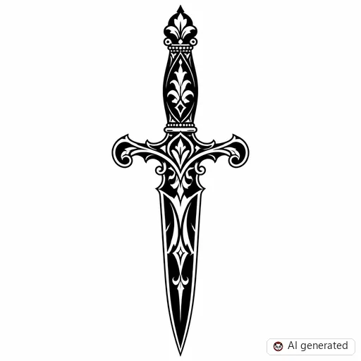 Dagger tattoo design in Blackwork style