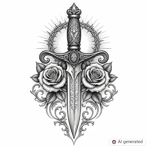Dolch-Tattoo-Entwurf im Stil Chicano