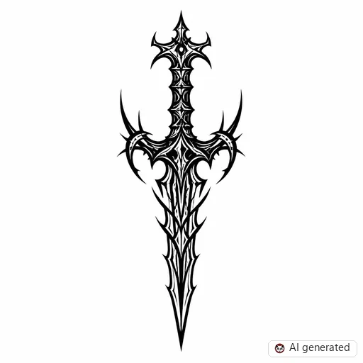 Dagger tattoo design in Cybersigilism style