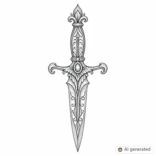Dagger tattoo design in Dotwork style