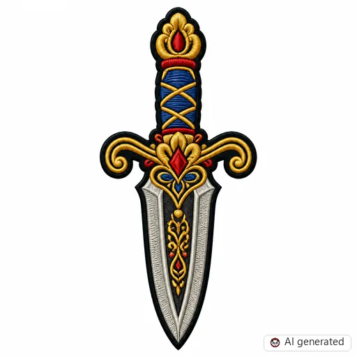 Diseño de tatuaje de Daga en estilo Bordado