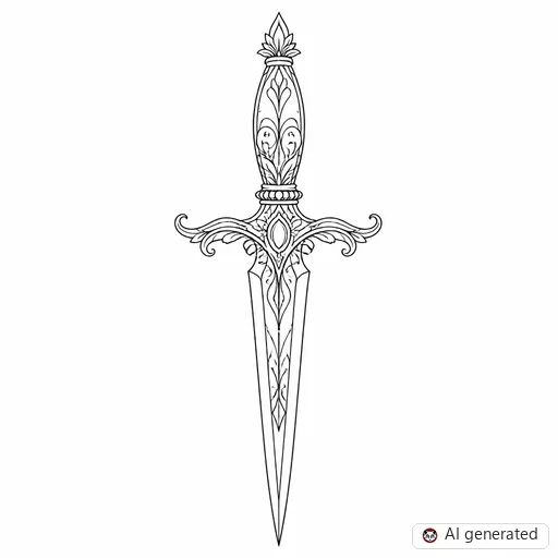 Dagger tattoo design in Fine-Line style