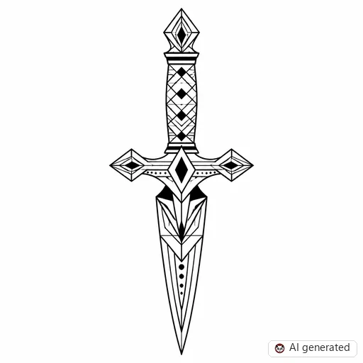 Dagger tattoo design in Geometric style