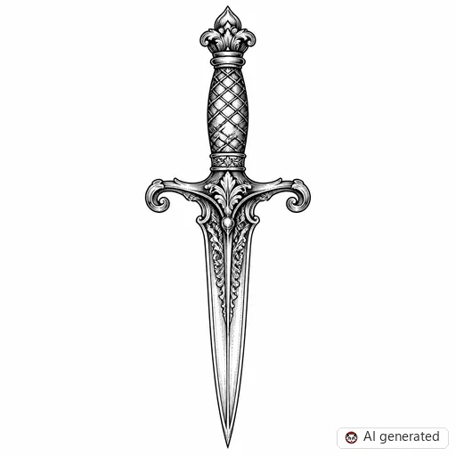 Dagger tattoo design in Illustrative style