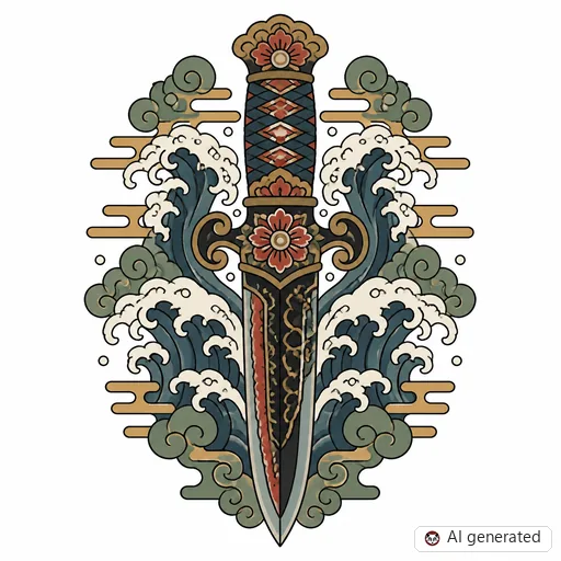 Dolch-Tattoo-Entwurf im Stil Japanisch (Irezumi)