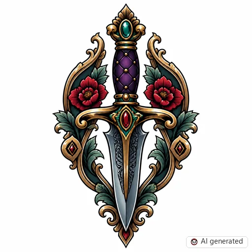 Dolch-Tattoo-Entwurf im Stil Neo-Traditional