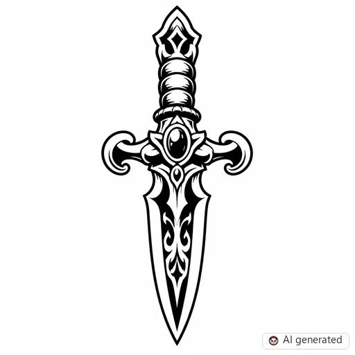 Dagger tattoo design in New School style