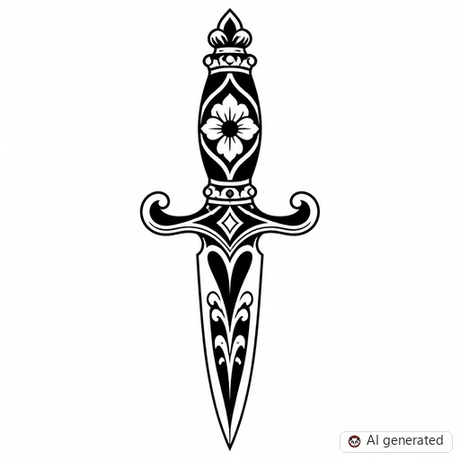 Dagger tattoo design in Traditional style