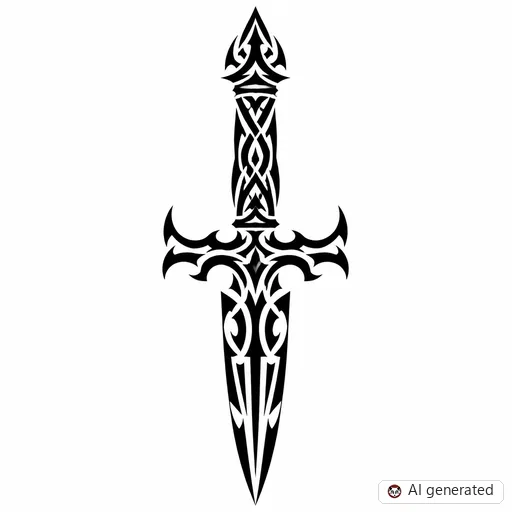 Dagger tattoo design in Tribal style