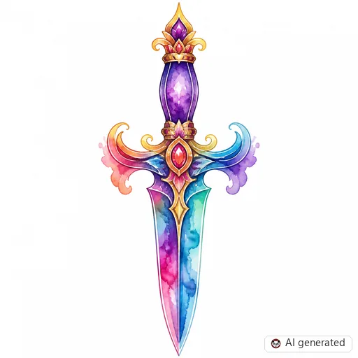 Dagger tattoo design in Watercolor style