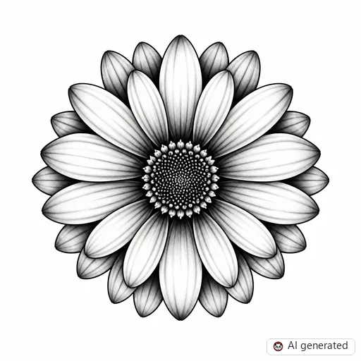 Daisy tattoo design in Black & Grey style