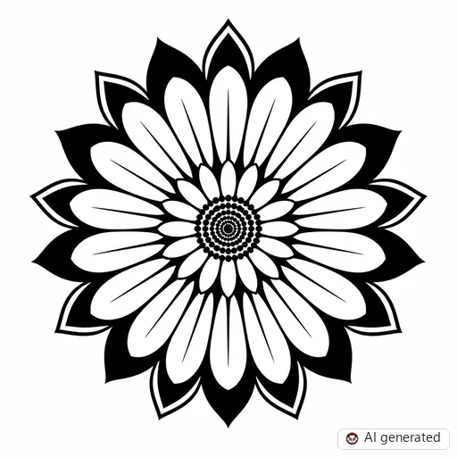 Daisy tattoo design in Blackwork style