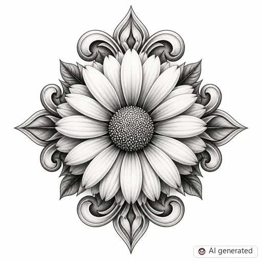 Gänseblümchen-Tattoo-Entwurf im Stil Chicano